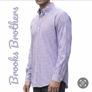 Brooks Brothers Shirt Men’s XL Purple Plaid Button Casual Office Career Business